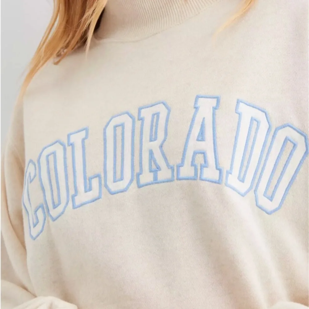 aerie The Sweat Everyday Cozy Mock Neck Sweatshirt Colorado Cream Neutral XS - Picture 2 of 11